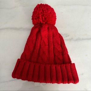 Garage Knitted Pom-Pom Beanie Barbados Cherry Red (NWOT)